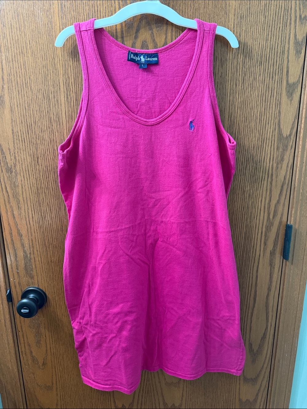 Ralph Lauren Bright Pink Cotton Dress with Pony Logo